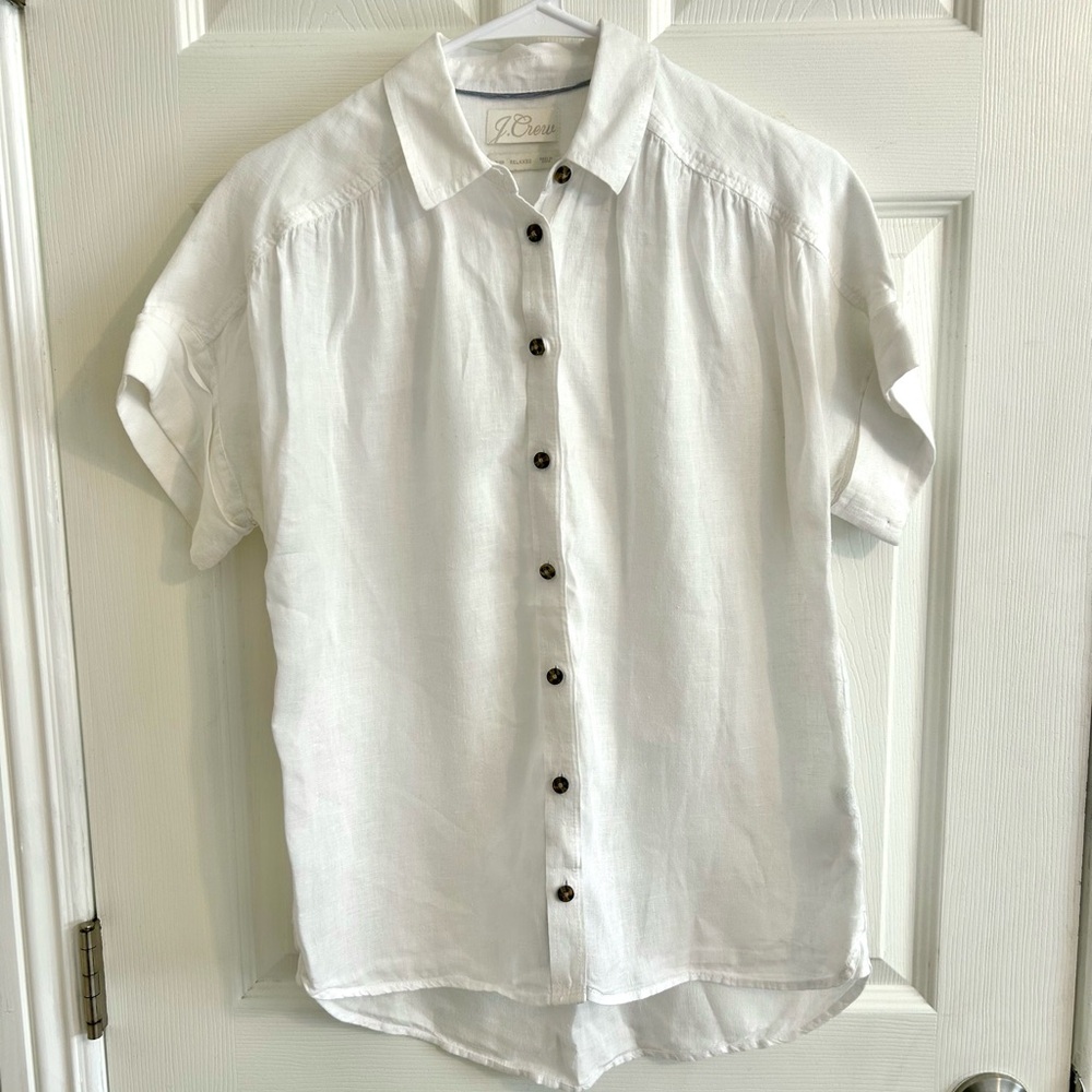 White Baird McNutt Irish Linen Shirt by J. Crew Sz XSP